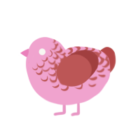 A pink and red chicken with a half-lace pattern