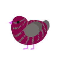 A maroon and grey chicken with a bar pattern