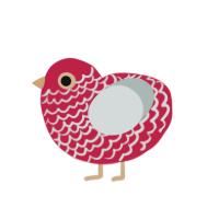 Raw Steak Bird, a crimson and silver chicken with a lace pattern