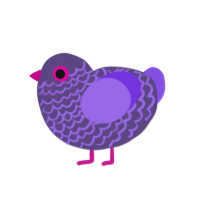 A overcast and blurple chicken with a lace pattern