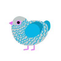 A silver and cerulean chicken with a lace pattern