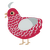 Raw Steak Bird, a crimson and silver chicken with a lace pattern