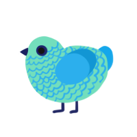 A mint and sky chicken with a lace pattern