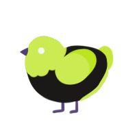 A sable and lime chicken with a head pattern
