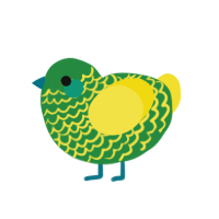 A viridian and yellow chicken with a lace pattern