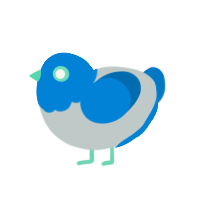 A silver and sapphire chicken with a head pattern
