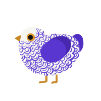 Grape, a white and indigo chicken with a double-lace pattern