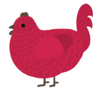 A crimson chicken with a lace pattern