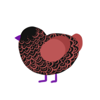 A black and red chicken with a double-lace pattern