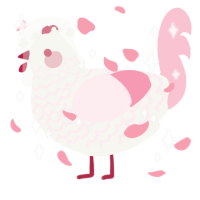 A white and rose chicken with a lace pattern