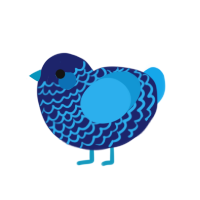 A navy and sky chicken with a lace pattern