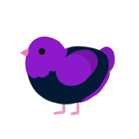 A tumblr and violet chicken with a head pattern