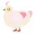 A cream and rose chicken with a neck-speckle pattern