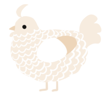 A cream chicken with a lace pattern