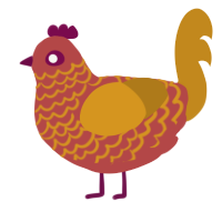 Leon, a red and ochre chicken with a lace pattern