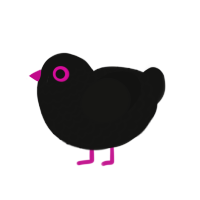 A black chicken with a lace pattern