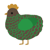 A bark and viridian chicken with a lace pattern