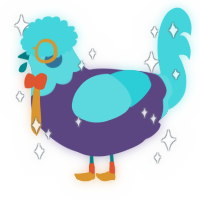 A overcast and aqua chicken with a head pattern