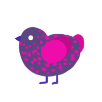 Dotty, a overcast and fuchsia chicken with a speckle pattern