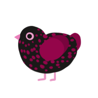 A sable and maroon chicken with a speckle pattern