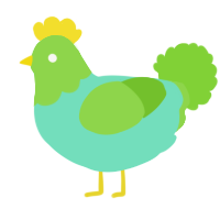 A mint and grass chicken with a lace pattern