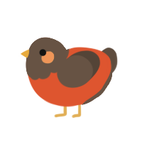 A vermilion and bark chicken with a head pattern