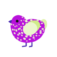A amethyst and apple chicken with a speckle pattern