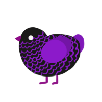 A sable and violet chicken with a lace pattern