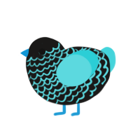 A sable and aqua chicken with a lace pattern