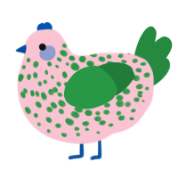 A rose and viridian chicken with a speckle pattern