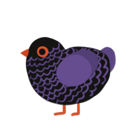 A black and overcast chicken with a lace pattern