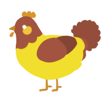 A yellow and russet chicken with a head pattern