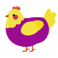 A plum and yellow chicken with a head pattern