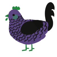 A overcast and black chicken with a lace pattern