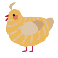 A honey and beige chicken with a bar pattern