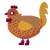 Leon, a red and ochre chicken with a lace pattern