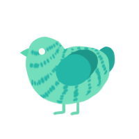 A mint and turquoise chicken with a bar pattern