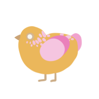 A honey and pink chicken with a neck-speckle pattern