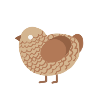 A beige and brown chicken with a lace pattern