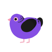 A blurple and sable chicken with a neck-band pattern