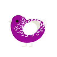 A plum and white chicken with a half-lace pattern