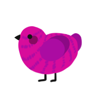 A fuchsia and plum chicken with a bar pattern