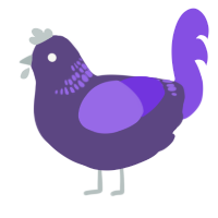 A overcast and blurple chicken with a neck-band pattern
