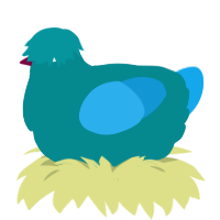 A teal and sky chicken