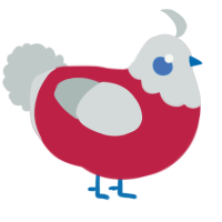 A crimson and silver chicken with a lace pattern