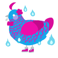 A sky and fuchsia chicken with a lace pattern