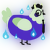 A indigo and gluppy chicken with a head pattern