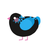 TRANS GOTH GF, a sable and sky chicken with a neck-speckle pattern