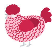 A rose and crimson chicken with a lace pattern