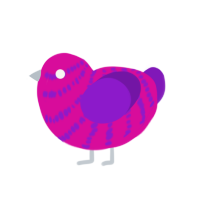 A fuchsia and violet chicken with a bar pattern
